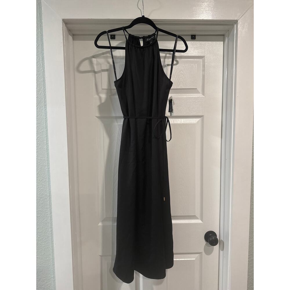 I.N.C. International Concepts Black Satin Halter Top Dress Size 6